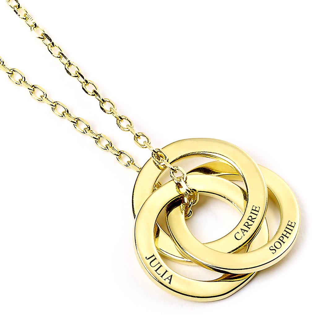 Sterling Silver Personalised Ring Necklace - MYLEE London - 3 Ring Gold
