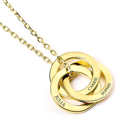 Sterling Silver Personalised Ring Necklace - MYLEE London - 3 Ring Gold