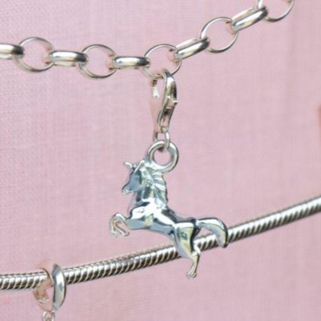 Unicorn Pendant Charm - Sterling Silver
