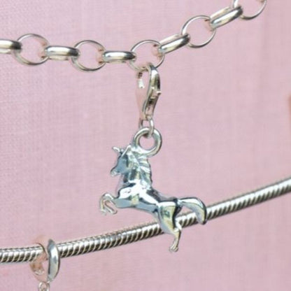 Unicorn Pendant Charm - Sterling Silver