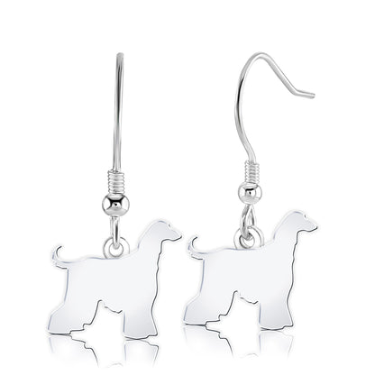Afghan Hound Silhouette Silver Earrings - MYLEE London