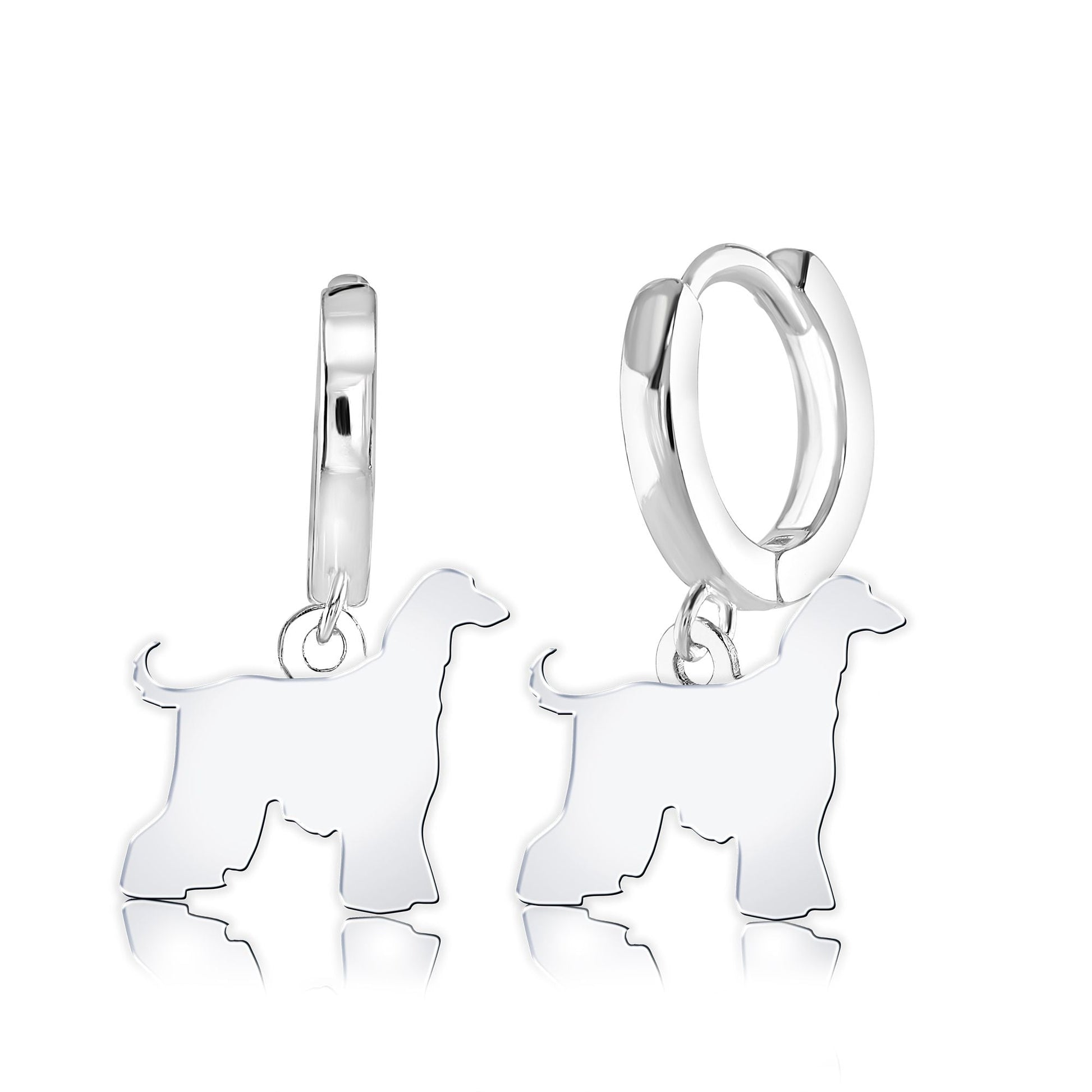 Afghan Hound Silhouette Silver Earrings - MYLEE London