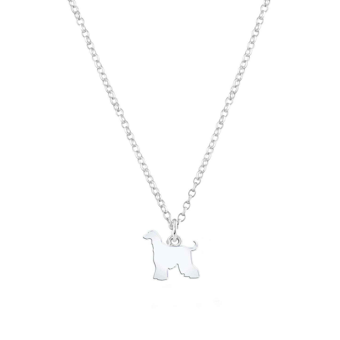 Afghan Hound Silhouette Silver Necklace - Personalised - MYLEE London