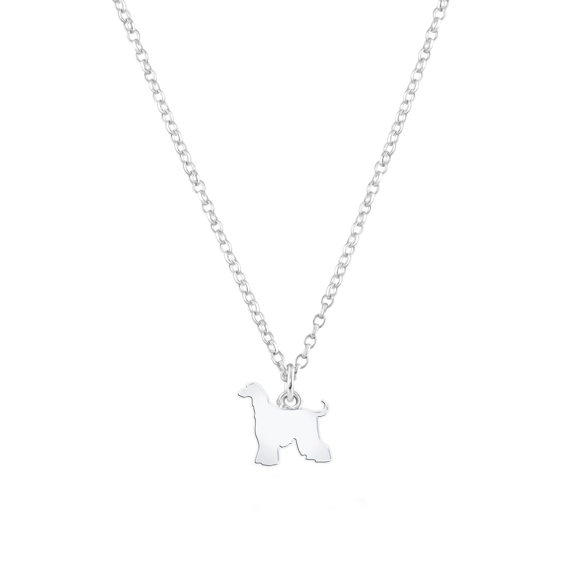 Afghan Hound Silhouette Silver Necklace - Personalised - MYLEE London