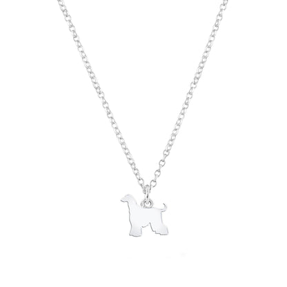 Afghan Hound Silhouette Silver Necklace - Personalised - MYLEE London
