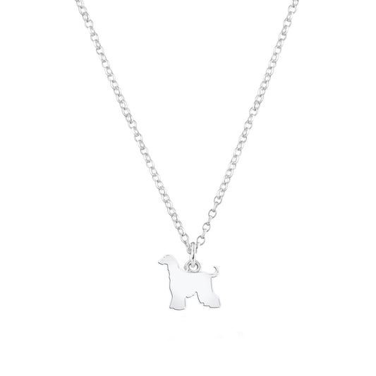 Afghan Hound Silhouette Silver Necklace - Personalised - MYLEE London