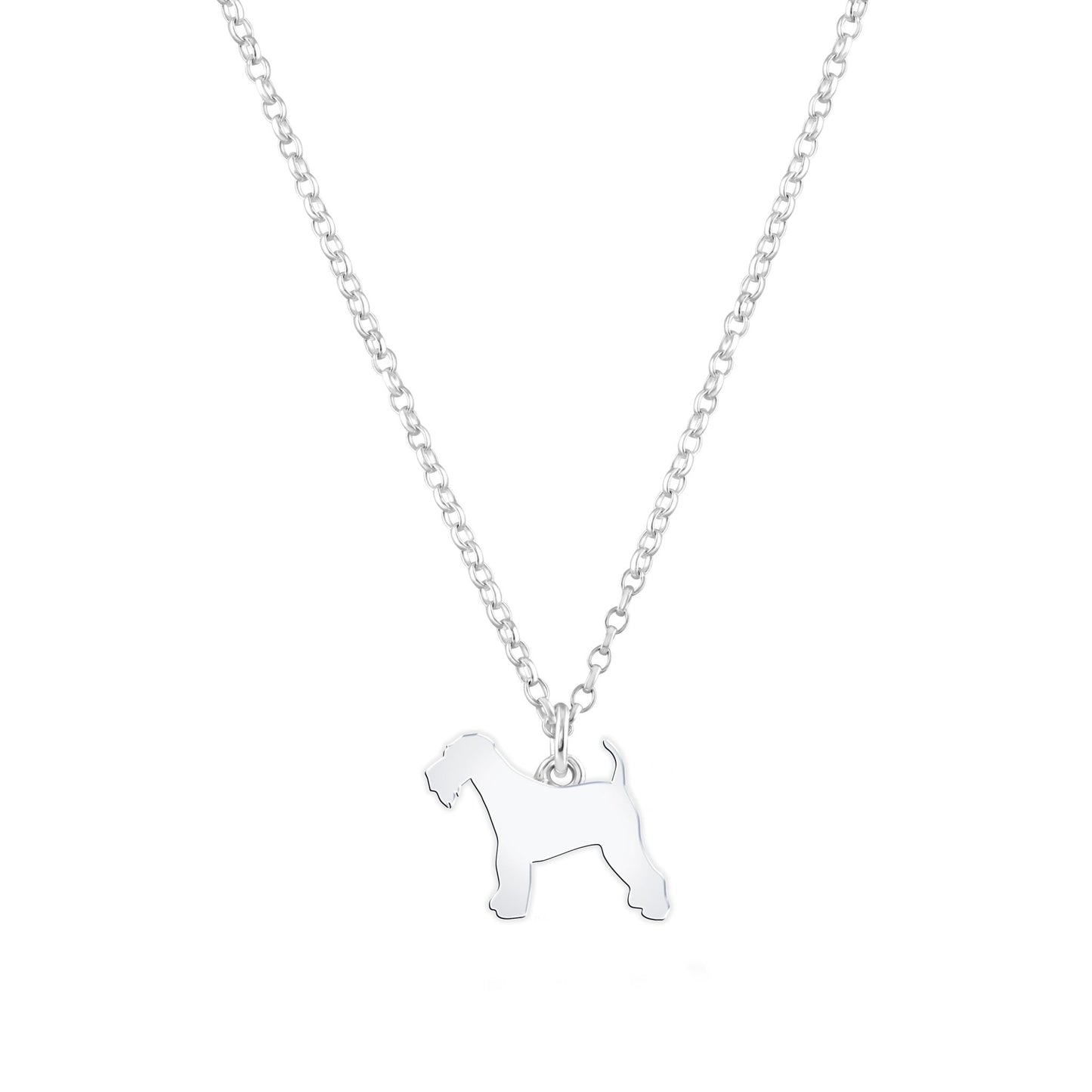Airedale Terrier Silhouette Silver Necklace - Personalised - MYLEE London