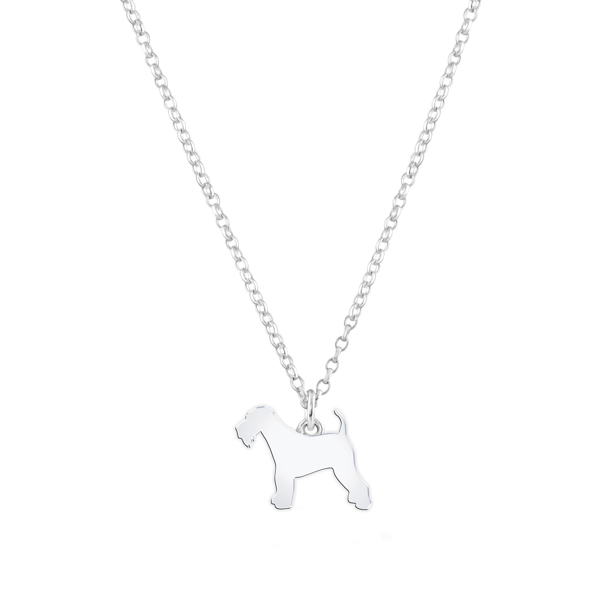 Airedale Terrier Silhouette Silver Necklace - Personalised - MYLEE London