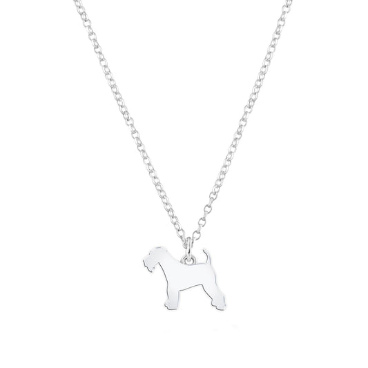 Airedale Terrier Silhouette Silver Necklace - Personalised - MYLEE London