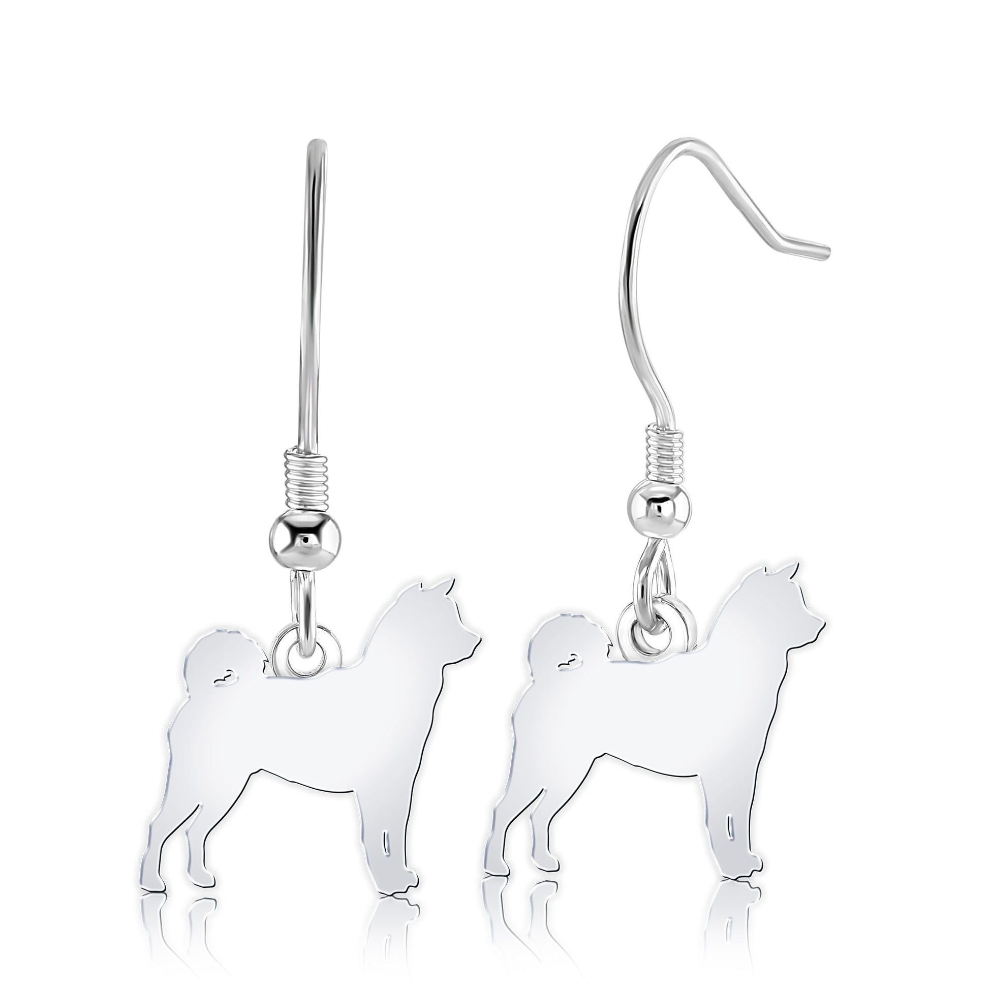 Akita Inu Silhouette Silver Earrings - MYLEE London