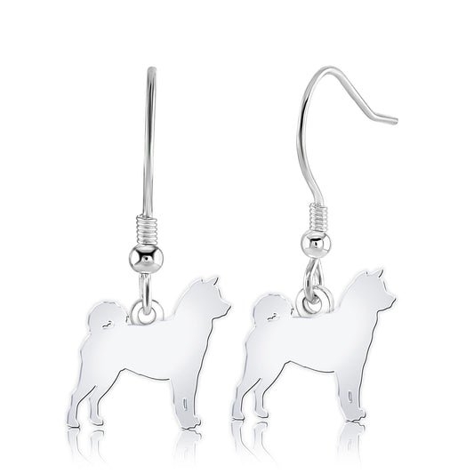 Akita Inu Silhouette Silver Earrings - MYLEE London