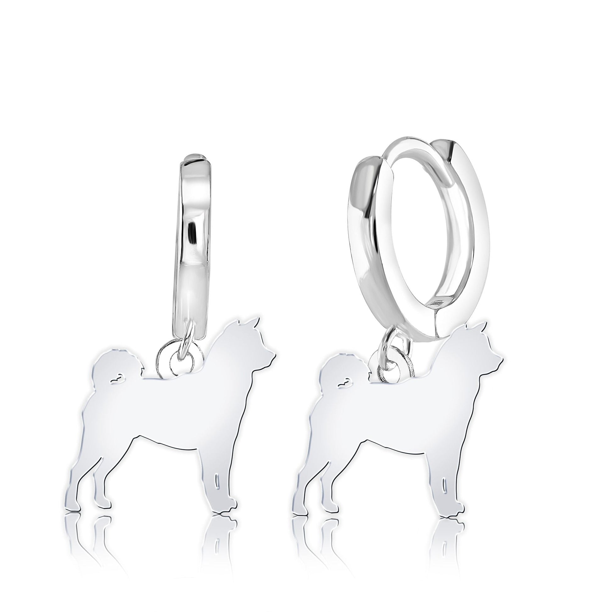 Akita Inu Silhouette Silver Earrings - MYLEE London