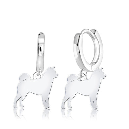 Akita Inu Silhouette Silver Earrings - MYLEE London