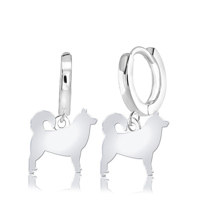 Alaskan Malamute Silhouette Silver Earrings - MYLEE London