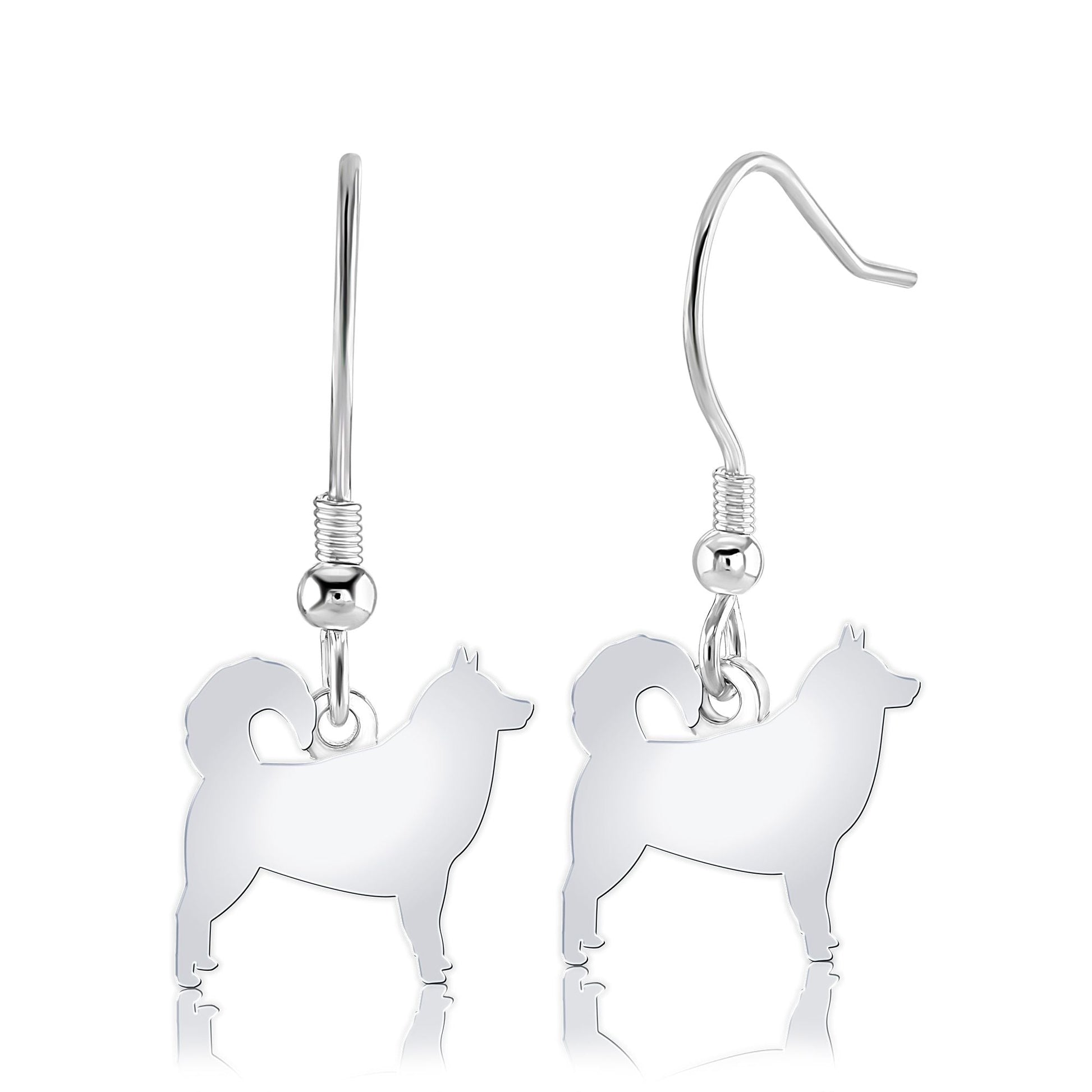 Alaskan Malamute Silhouette Silver Earrings - MYLEE London