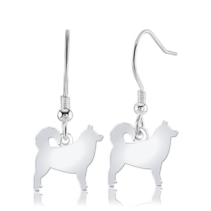 Alaskan Malamute Silhouette Silver Earrings - MYLEE London