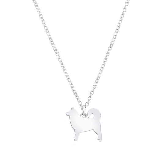 Alaskan Malamute Silhouette Silver Necklace - Personalised - MYLEE London
