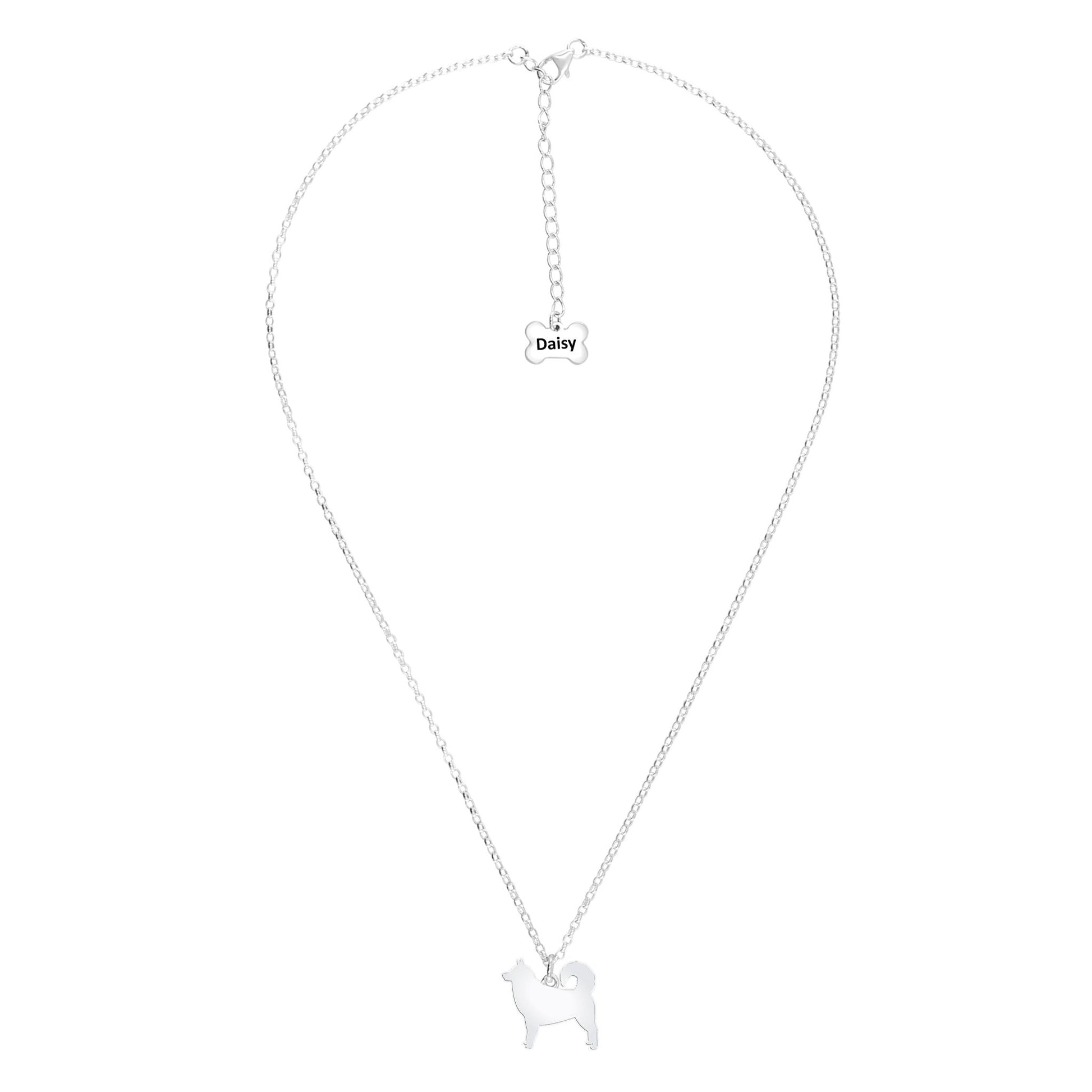 Alaskan Malamute Silhouette Silver Necklace - Personalised - MYLEE London
