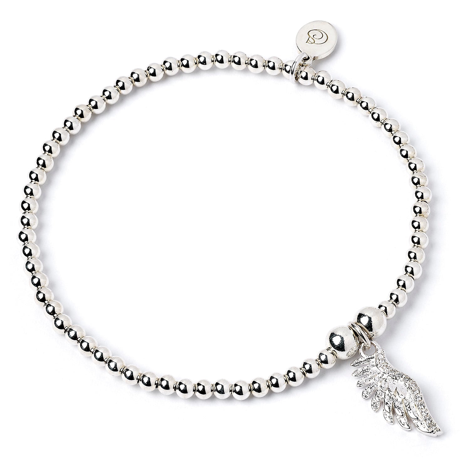 Angel Wing on Silver Ball Bead Bracelet - MYLEE London