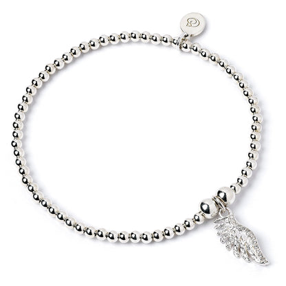 Angel Wing on Silver Ball Bead Bracelet - MYLEE London