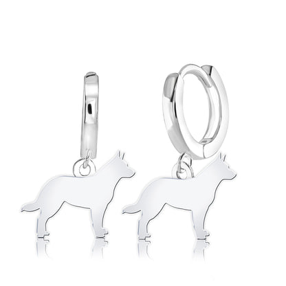 Australian Cattle Dog Silhouette Silver Earrings - MYLEE London