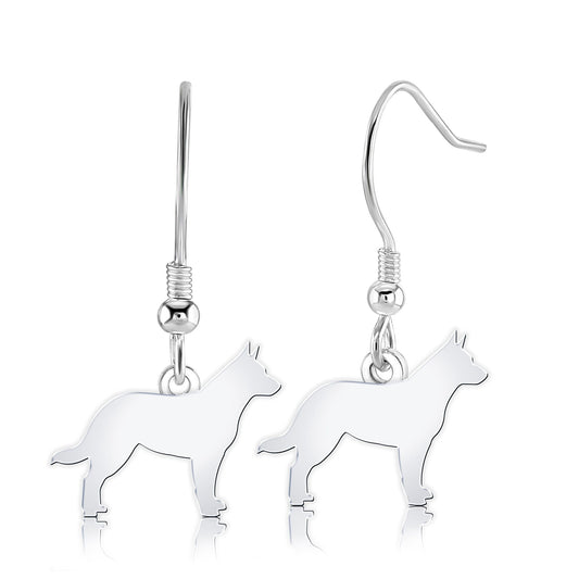 Australian Cattle Dog Silhouette Silver Earrings - MYLEE London