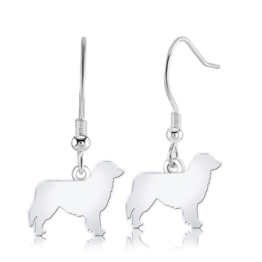 Australian Shepherd Silhouette Silver Earrings - MYLEE London