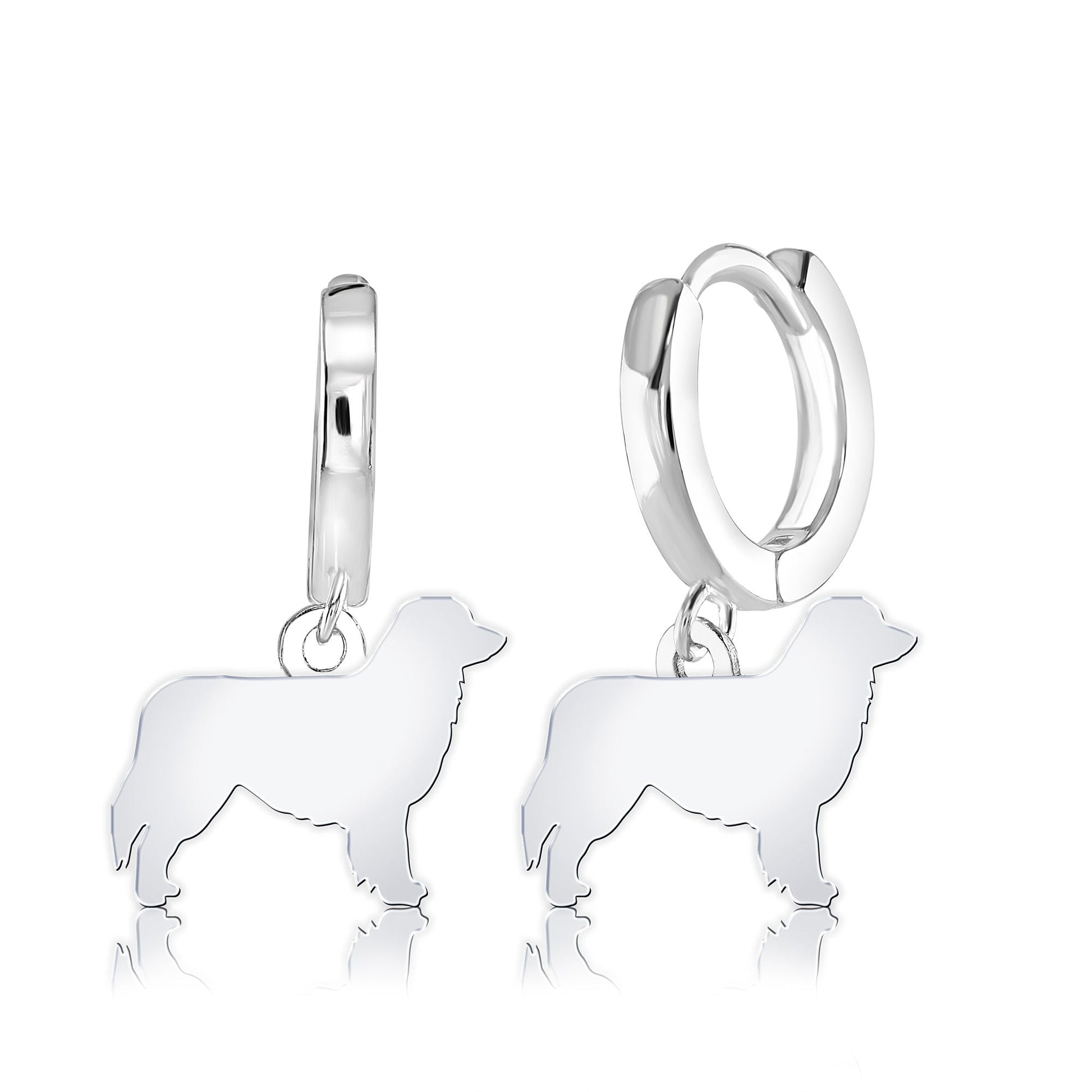 Australian Shepherd Silhouette Silver Earrings - MYLEE London