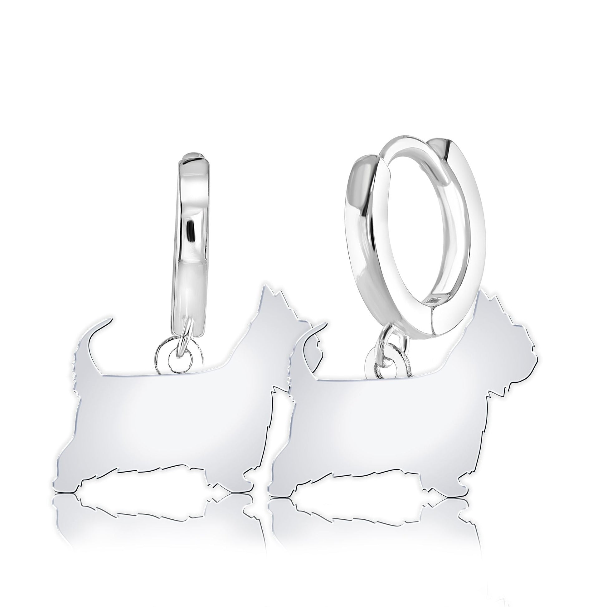 Australian Silky Terrier Silhouette Silver Earrings - MYLEE London