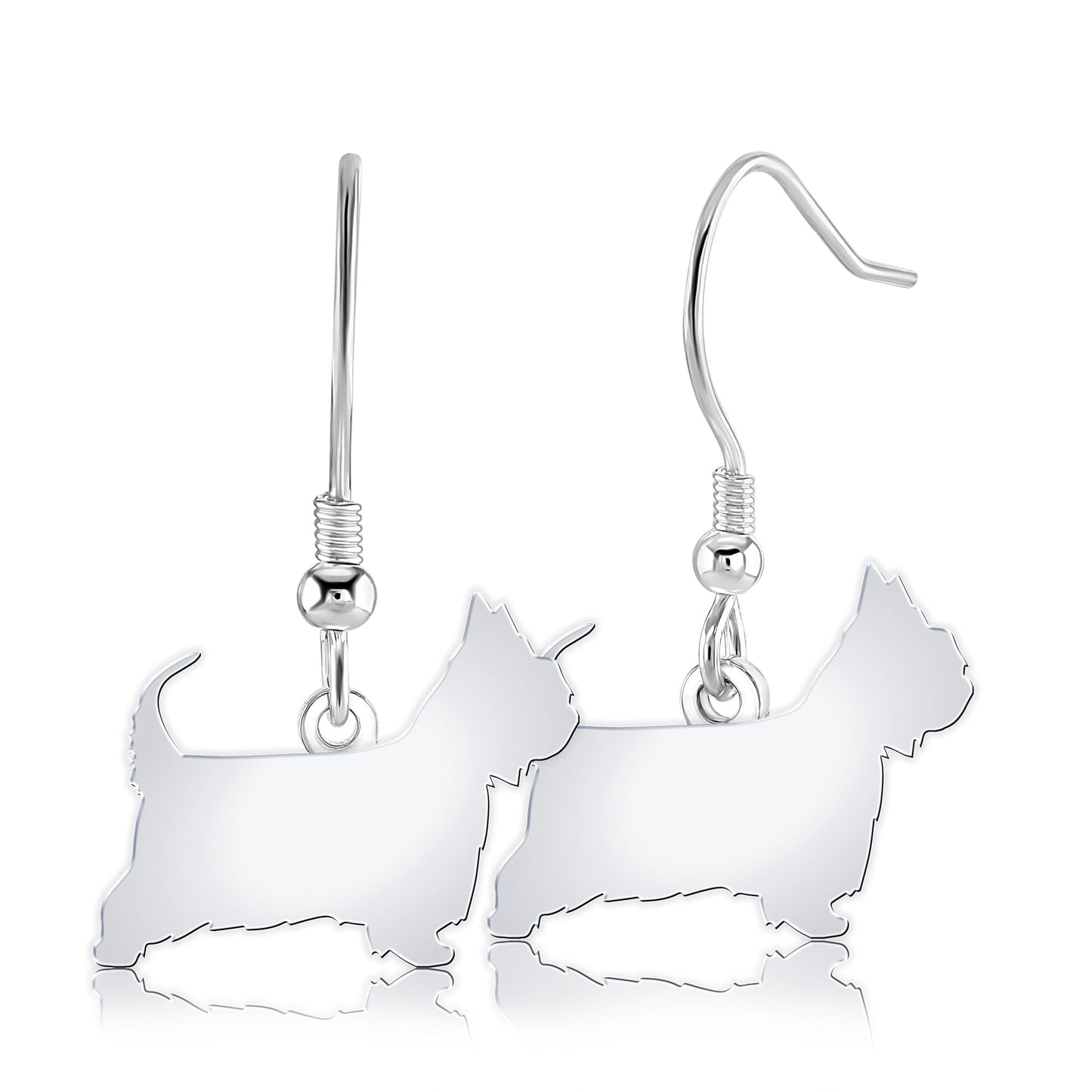 Australian Silky Terrier Silhouette Silver Earrings - MYLEE London