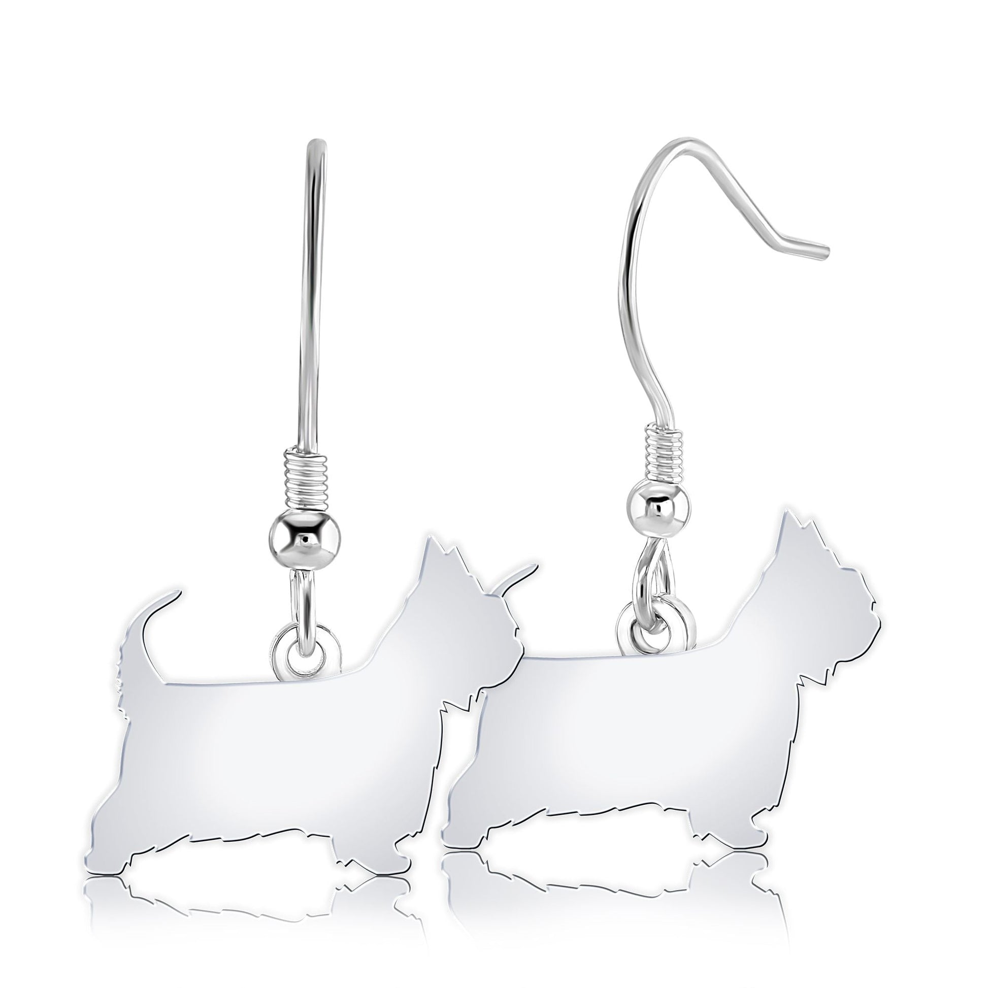 Australian Silky Terrier Silhouette Silver Earrings - MYLEE London