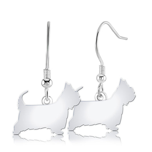 Australian Silky Terrier Silhouette Silver Earrings - MYLEE London
