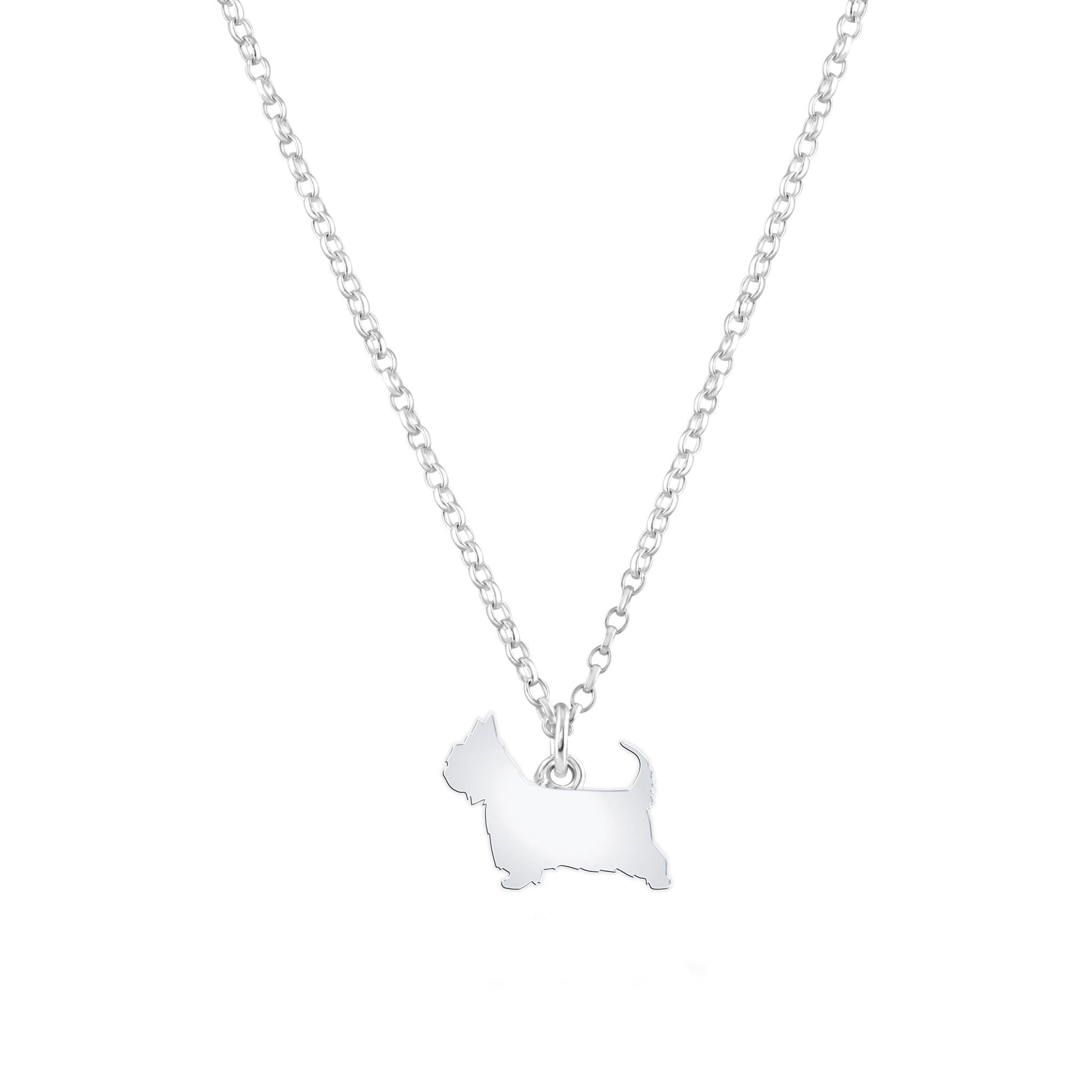 Australian Silky Terrier Silhouette Silver Necklace - Personalised - MYLEE London
