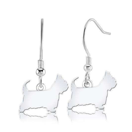 Australian Terrier Silhouette Silver Earrings - MYLEE London