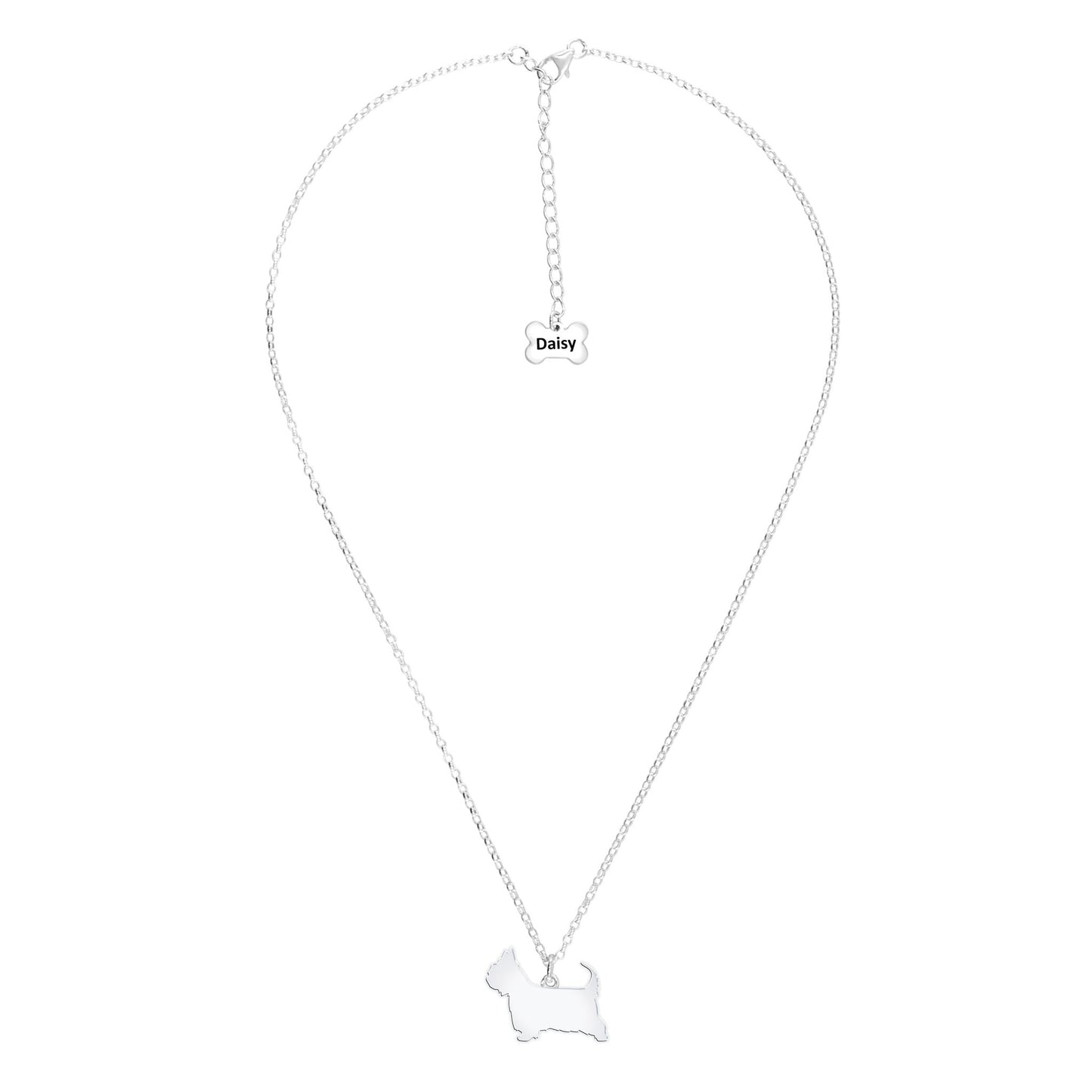 Australian Terrier Silhouette Silver Necklace - Personalised - MYLEE London