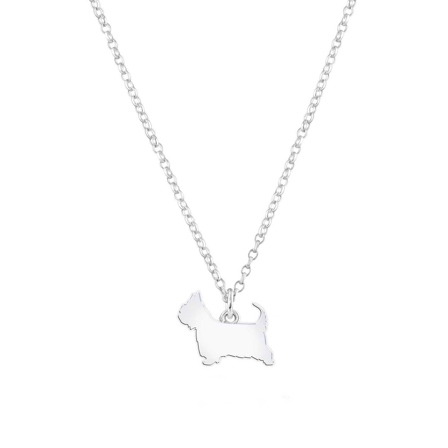 Australian Terrier Silhouette Silver Necklace - Personalised - MYLEE London