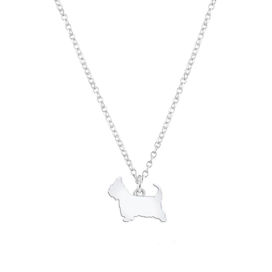 Australian Terrier Silhouette Silver Necklace - Personalised - MYLEE London