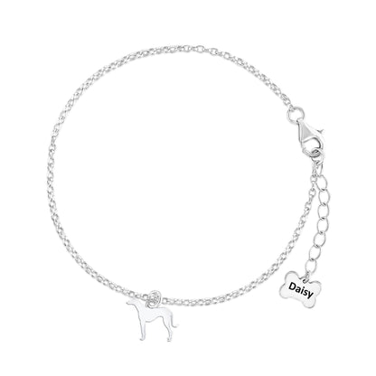 Azawakh Silhouette Silver Chain Bracelet - Personalised - MYLEE London