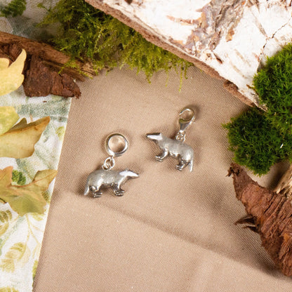Badger Charm - Enamelled Sterling Silver - MYLEE London
