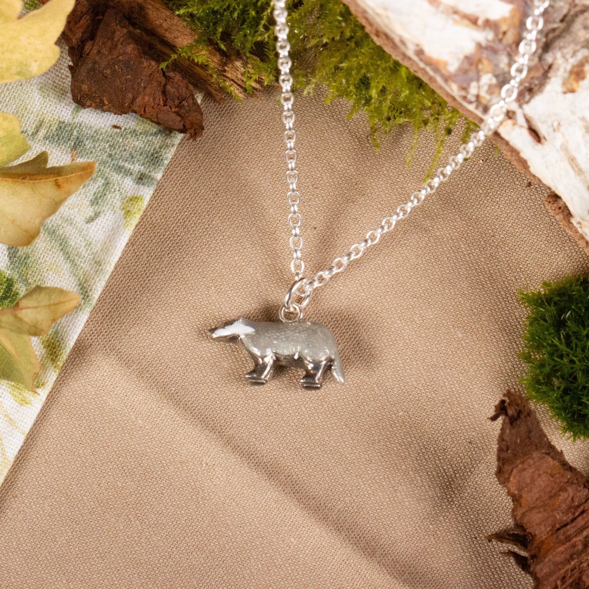Badger Necklace - Enamelled Sterling Silver - MYLEE London