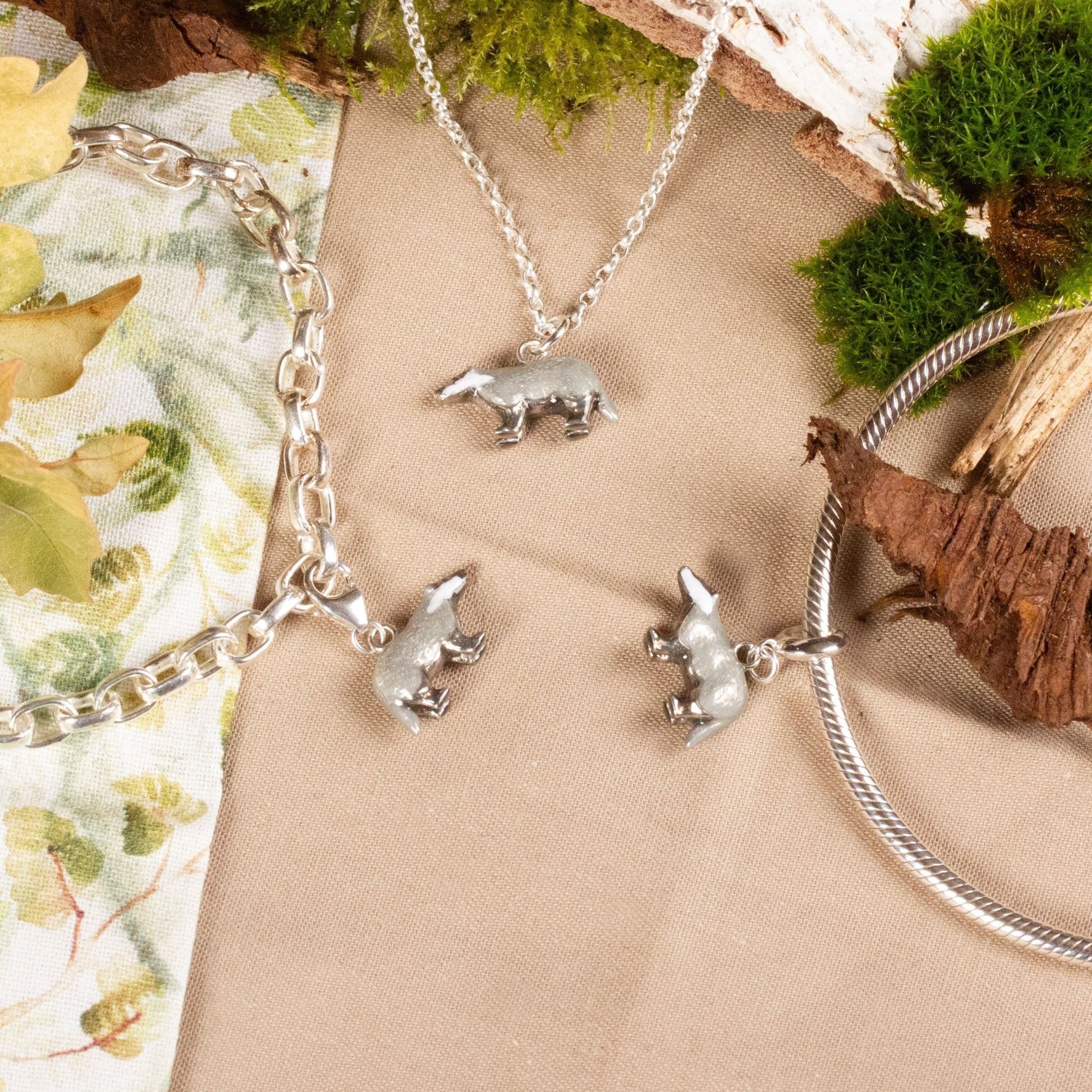 Badger Necklace - Enamelled Sterling Silver - MYLEE London