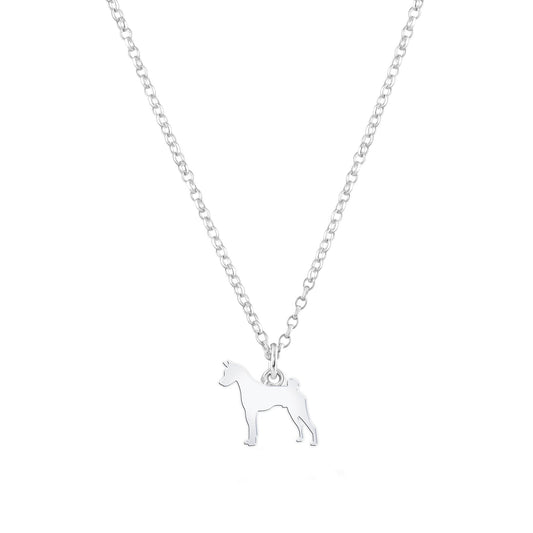 Basenji Silhouette Silver Necklace - Personalised - MYLEE London