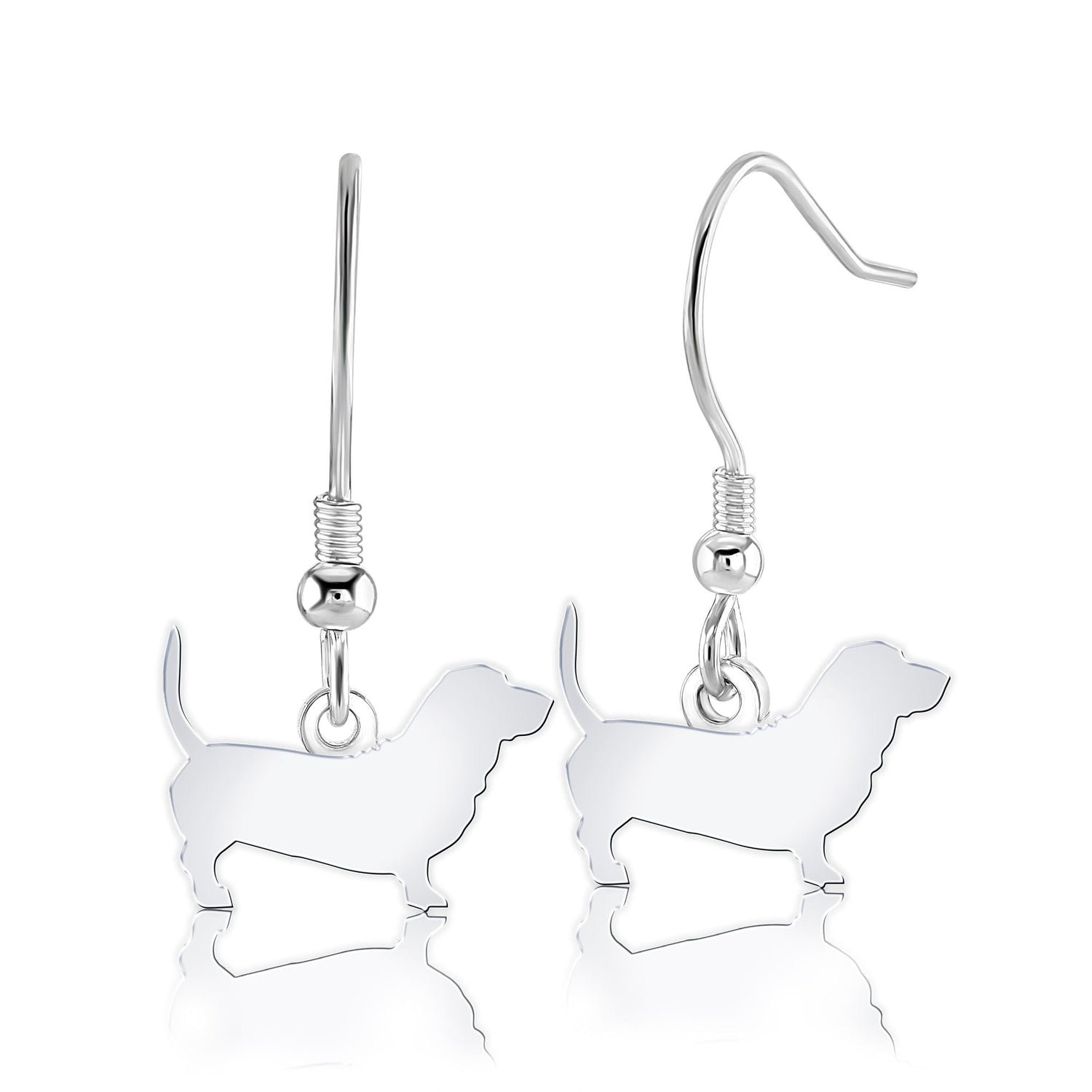 Basset Bleu De Gascogne Silhouette Silver Earrings - MYLEE London