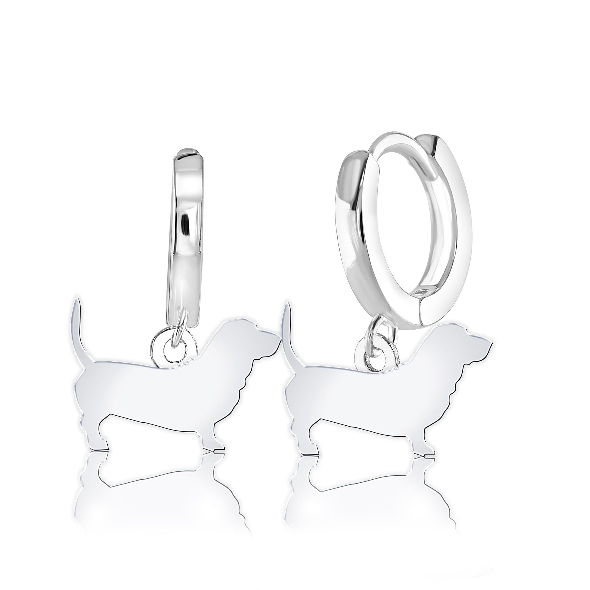 Basset Bleu De Gascogne Silhouette Silver Earrings - MYLEE London