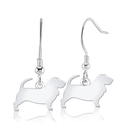 Basset Fauve De Bretagne Silhouette Silver Earrings - MYLEE London