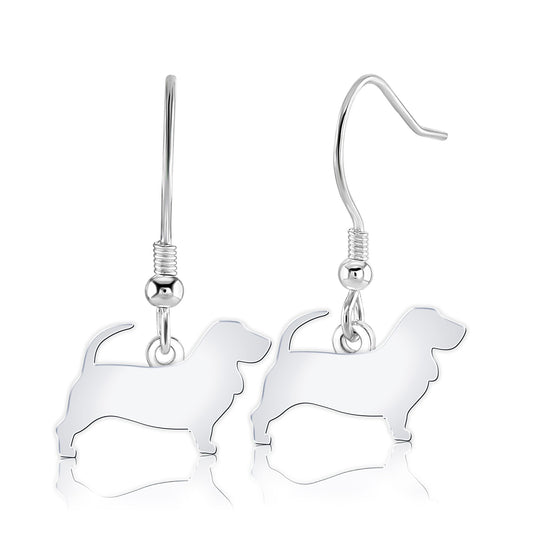 Basset Fauve De Bretagne Silhouette Silver Earrings - MYLEE London
