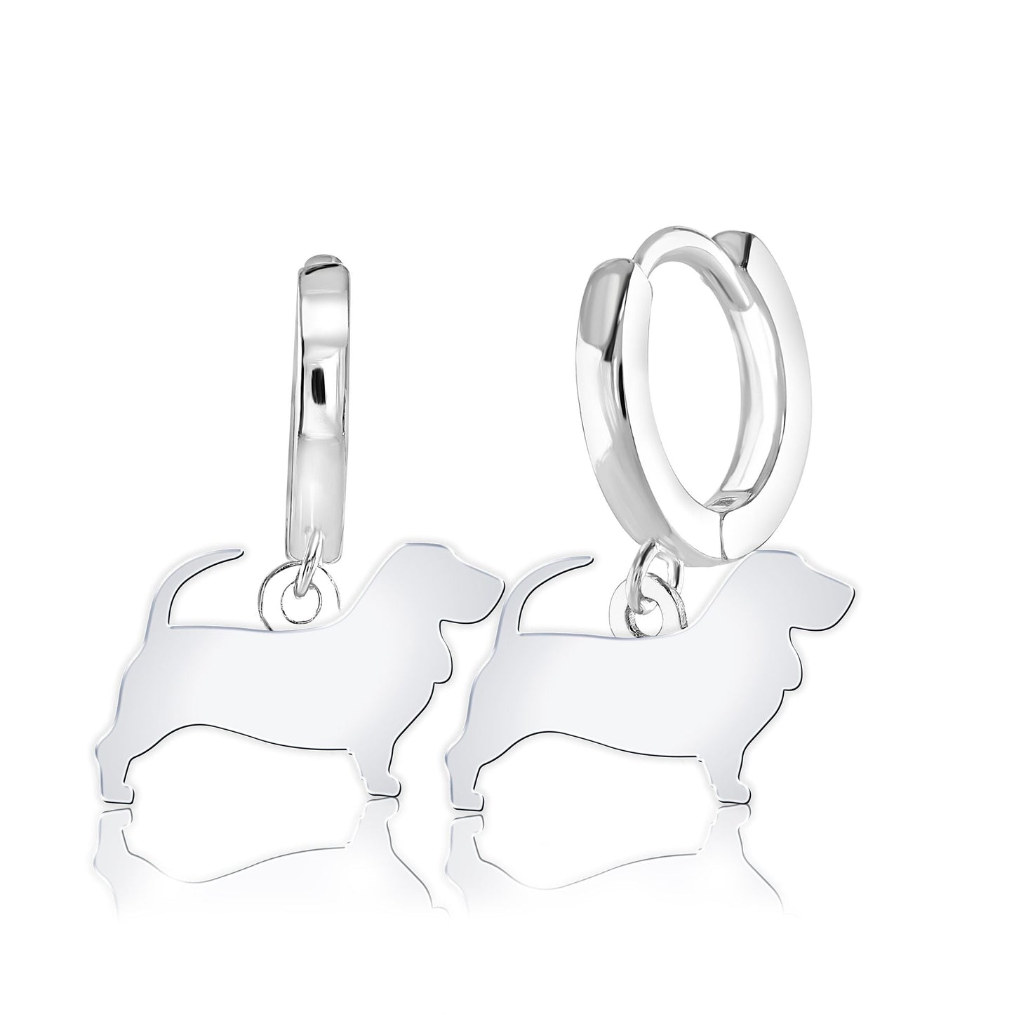 Basset Fauve De Bretagne Silhouette Silver Earrings - MYLEE London