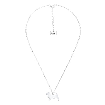 Basset Fauve De Bretagne Silhouette Silver Necklace - Personalised - MYLEE London