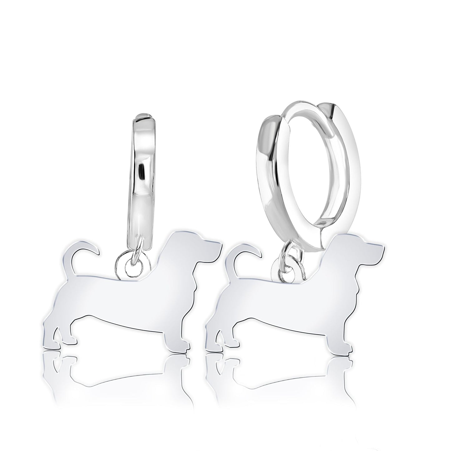 Basset Hound Silhouette Silver Earrings - MYLEE London