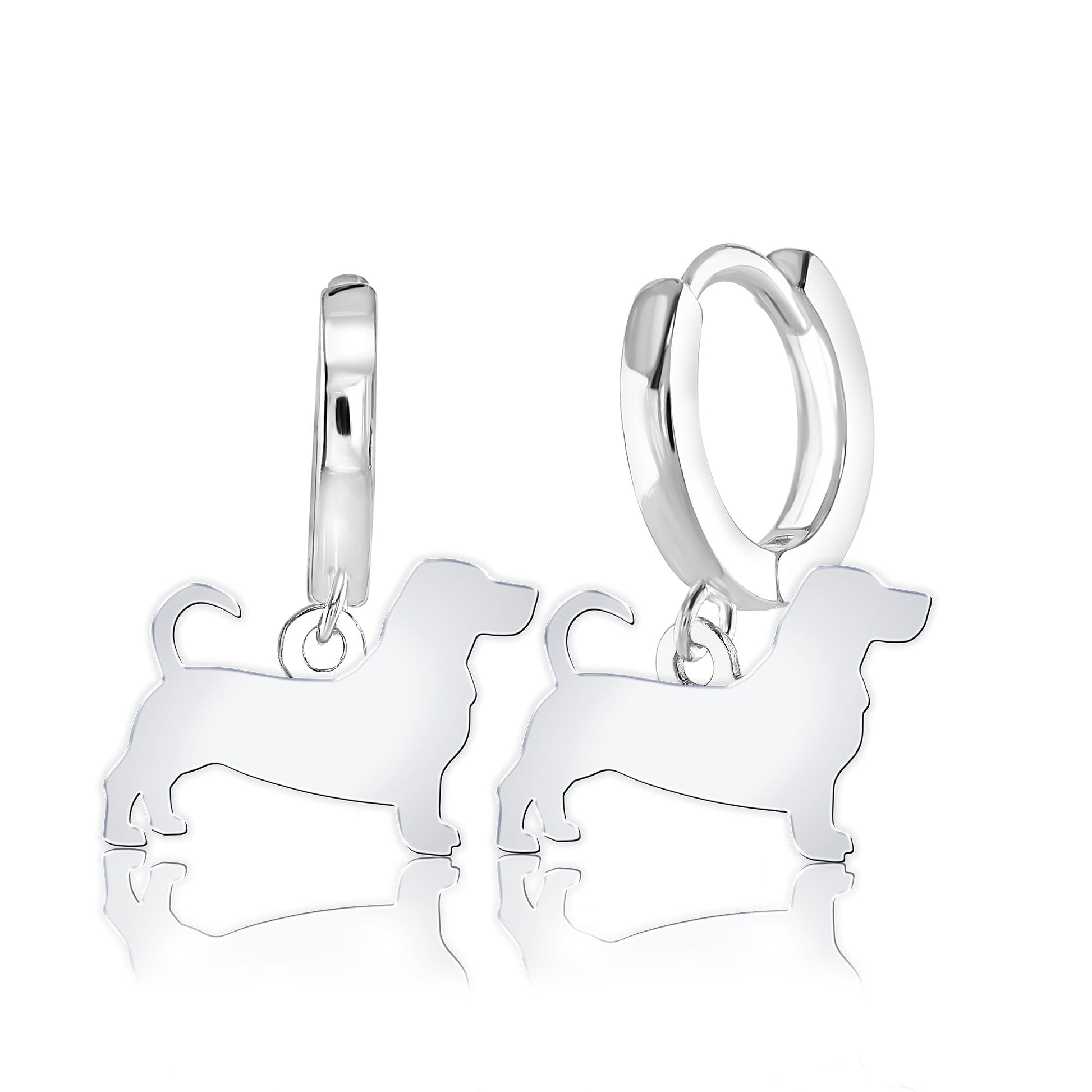 Basset Hound Silhouette Silver Earrings - MYLEE London